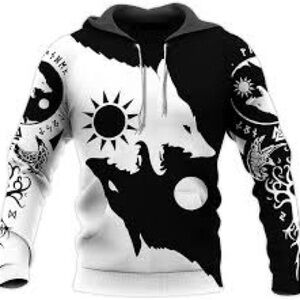 Viking Clothes Set 3D Print Yin Yang Wolf Tattoo Graphic Casual Sport Streetwear